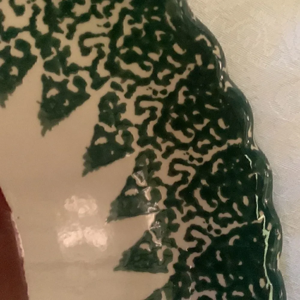 Pie Pan Plate Dish Spongeware Pottery Apple Farmhouse